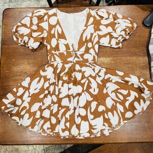 House of Harlow 1960 Linen Blend Floral Mini Dress